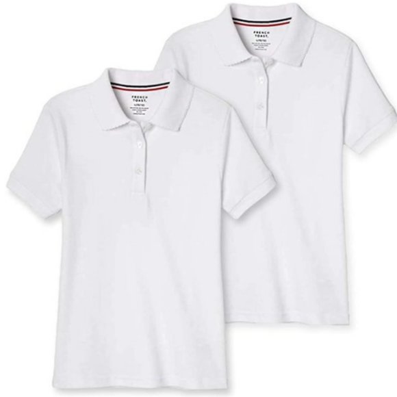 NWT French Toast Girl's 2 Pack School Uniform Short Sleeve Polo Shirt, White - Picture 1 of 4